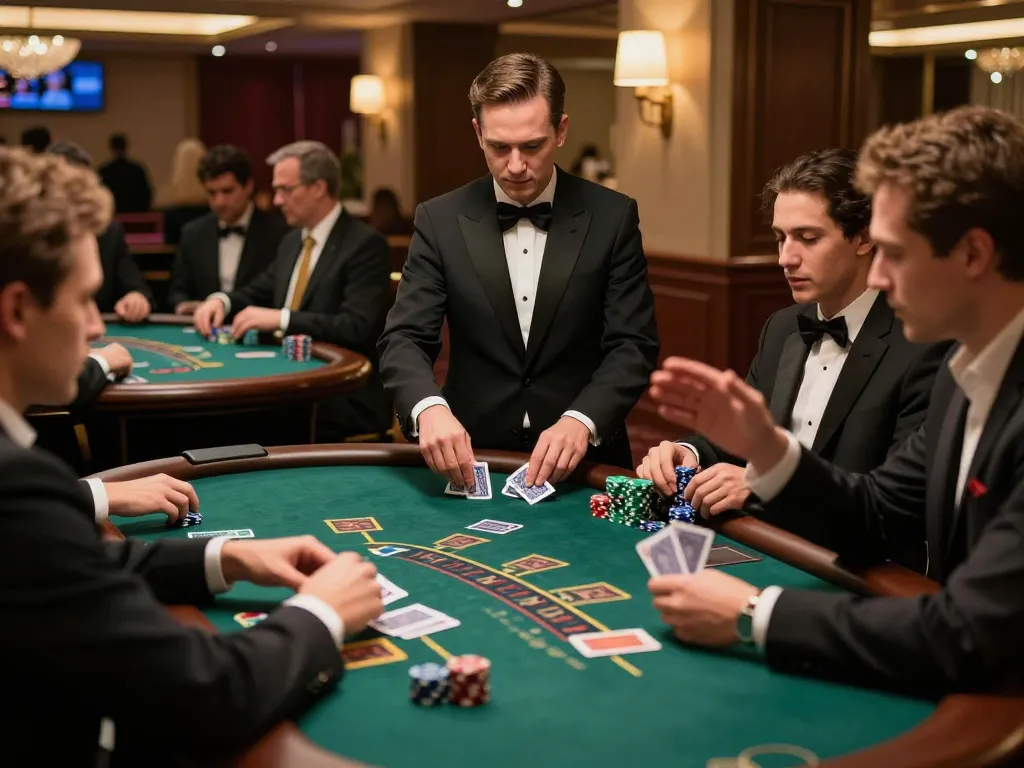 Players engaging in strategic blackjack at LC 88's upscale casino floor, enhancing the gaming experience.