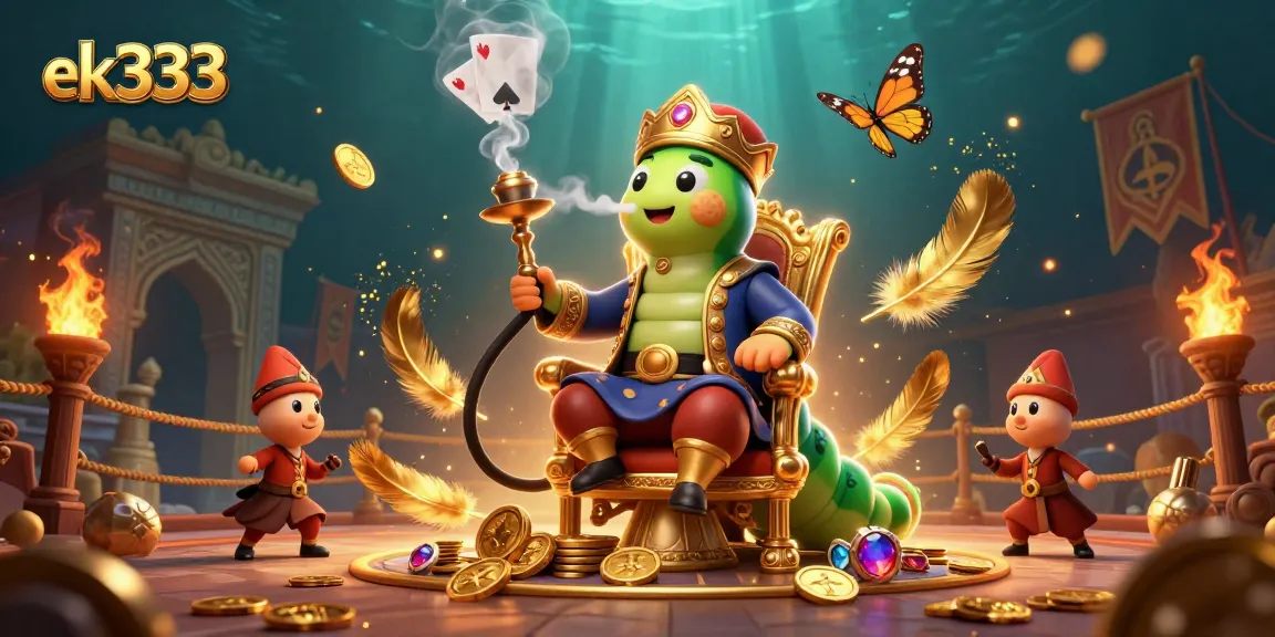 Experience excitement with ek333 in a vibrant 3D illustration featuring gambling and casino elements.