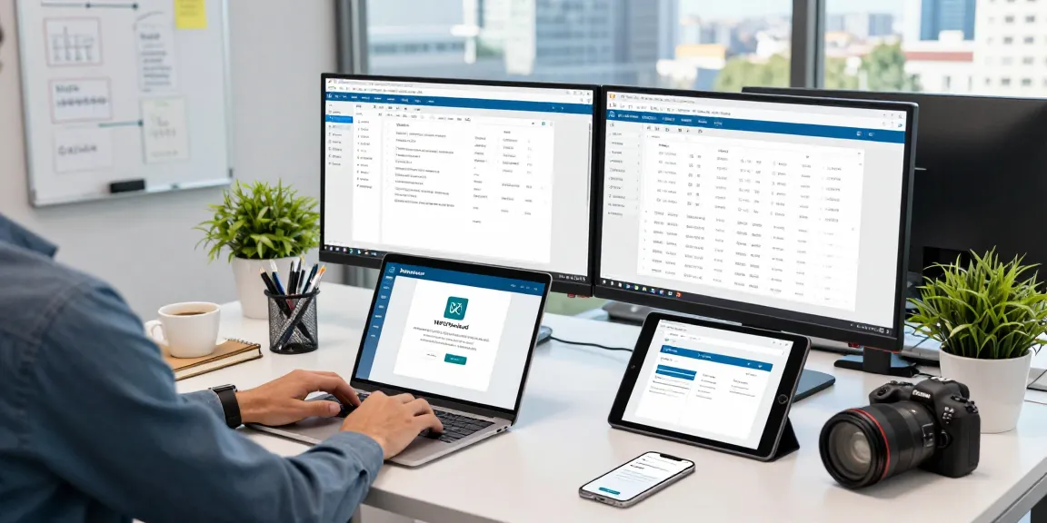 WPS Download process at a modern office workspace showcasing productivity tools and technology.