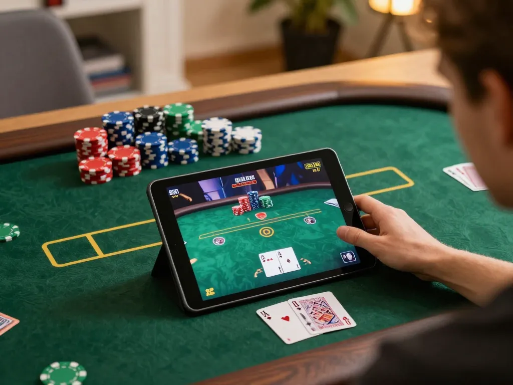 Players analyze hands at nhà cái F168 poker game, focusing on winning strategies.
