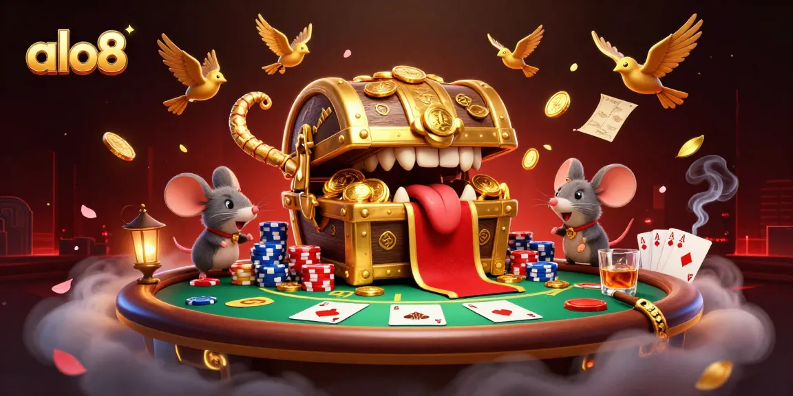 Experience enchanting gaming with alo8’s captivating treasure chest scene, revealing riches at the poker table.