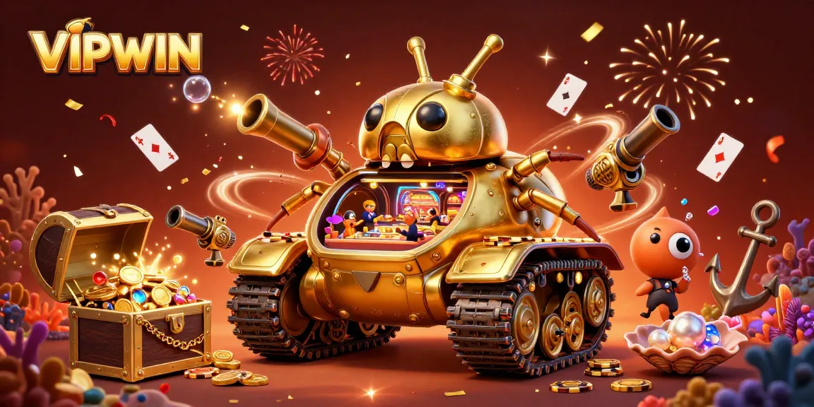 Experience the excitement of VIPWIN with vibrant casino elements and a dynamic celebration atmosphere.