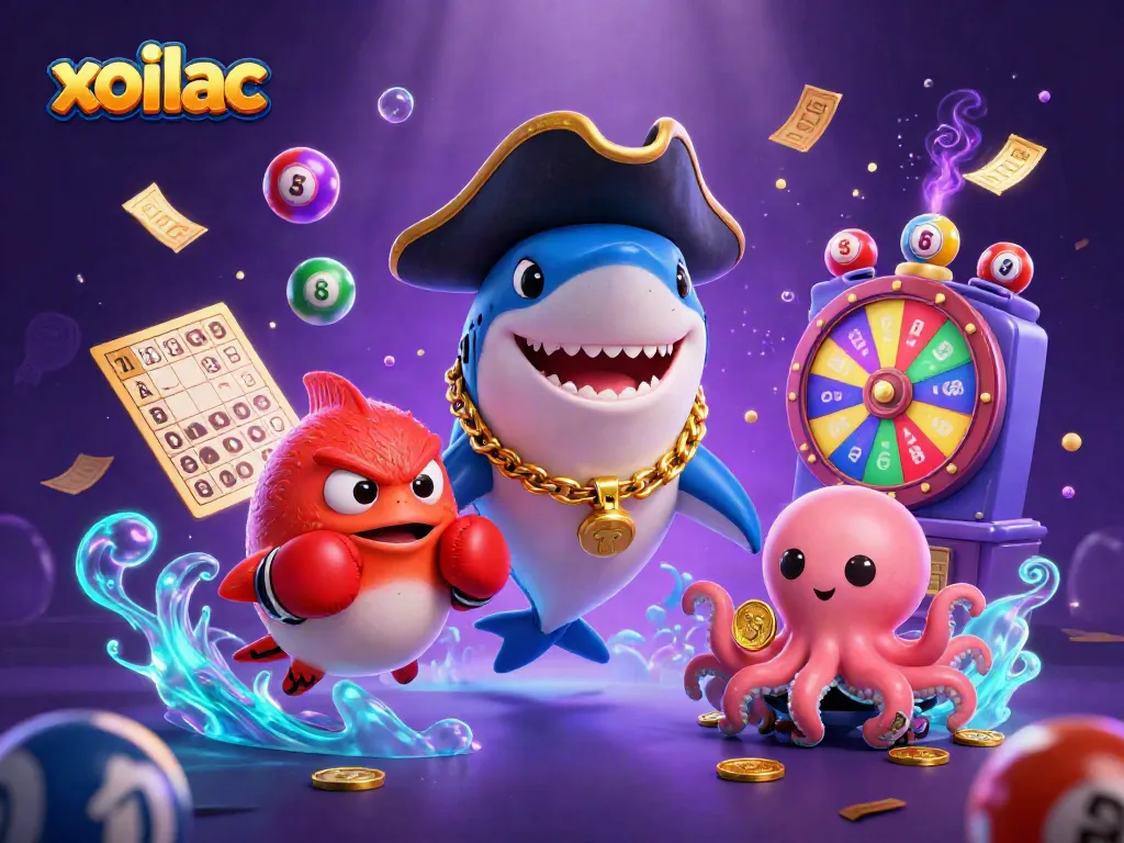 Experience exciting gameplay with xoilac's interactive 3D cartoon gaming scene featuring magical casino elements.