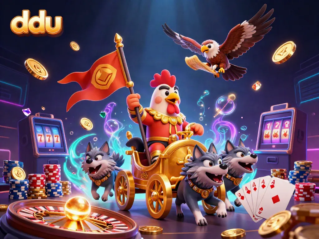 Experience thrilling wins at dduu with a vibrant 3D casino scene featuring popular gaming elements