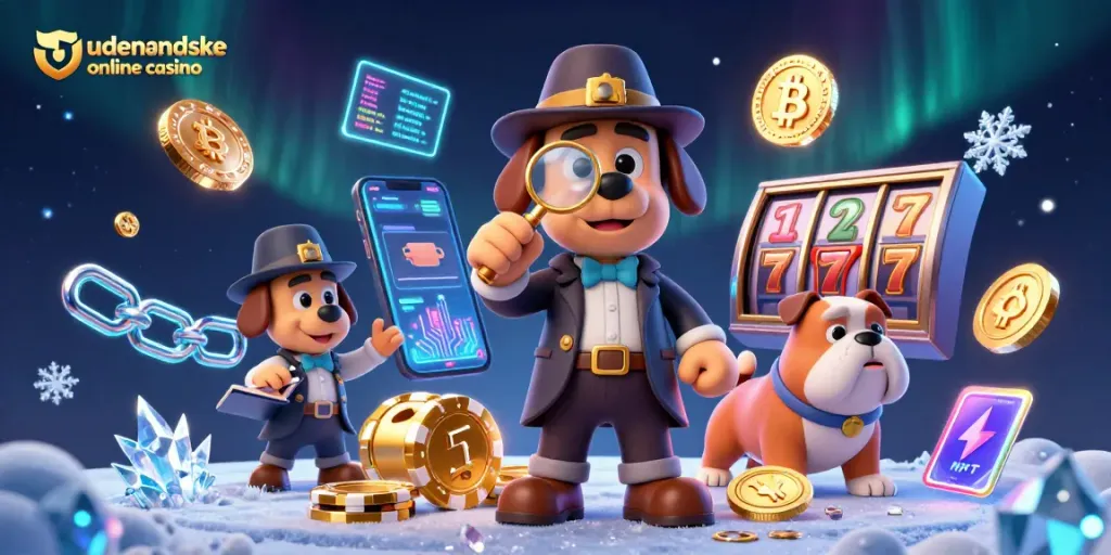 Engage with udenlandske online casino as our detective duo uncovers thrilling rewards among glowing crypto and jackpot symbols.