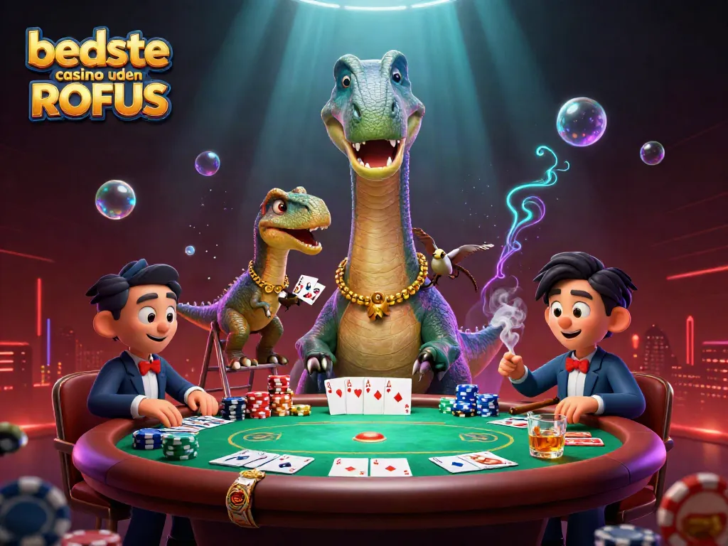 Experience thrilling gameplay at bedste casino uden ROFUS with a playful, colorful 3D illustration.