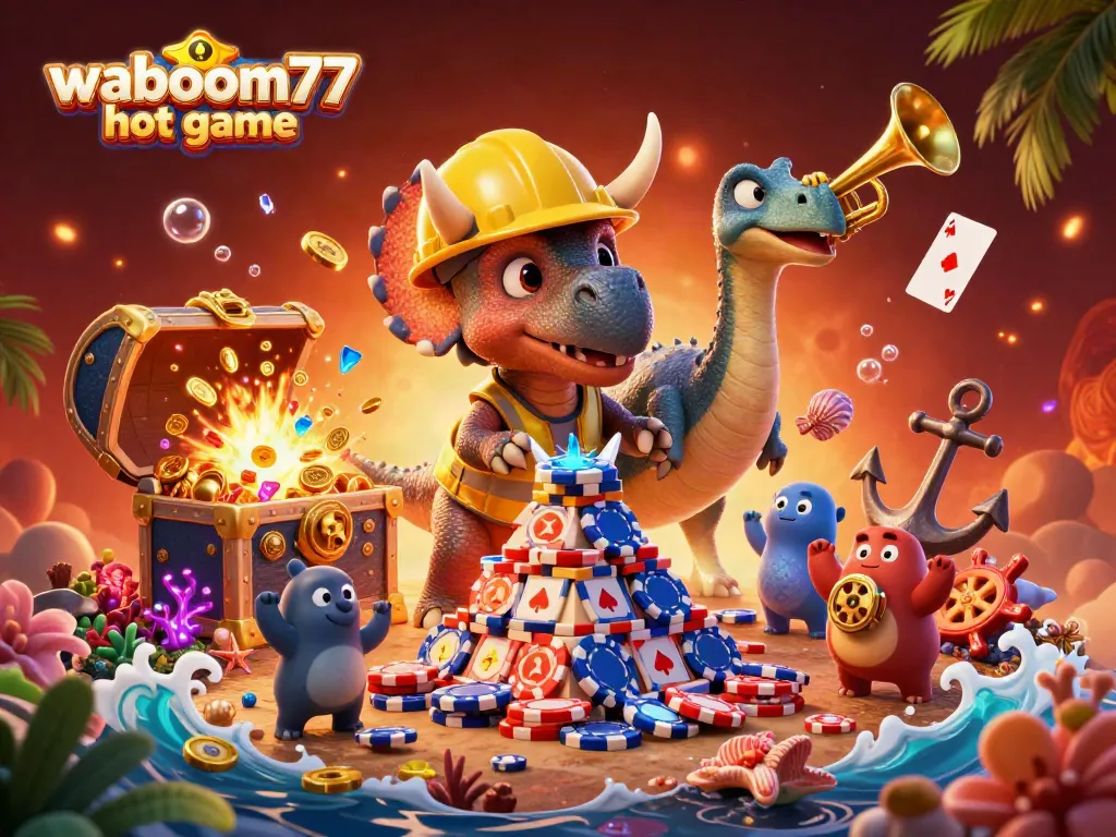 Experience thrilling gameplay with the waboom77 hot game showcased in vibrant 3D casino illustration.