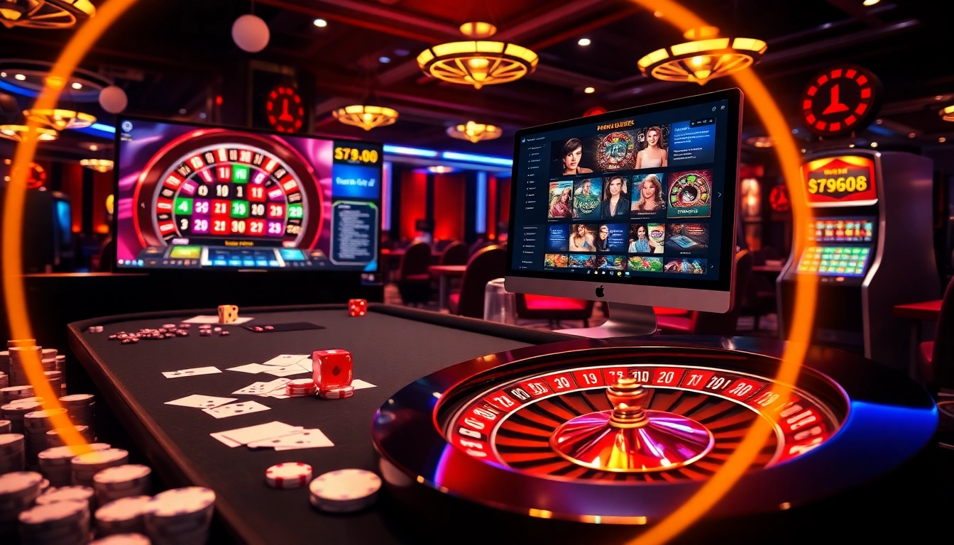 Experience thrilling casino action at https://sunwin.builders/, featuring poker chips, cards, and roulette wheels.