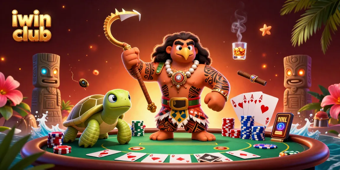 Join the excitement at iwin club with vibrant gaming elements and lively characters showcasing poker action.
