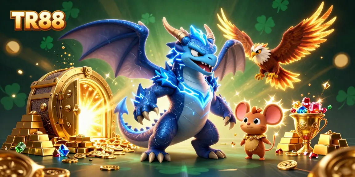 Experience thrilling wins with TR88 in this captivating casino scene filled with treasures.