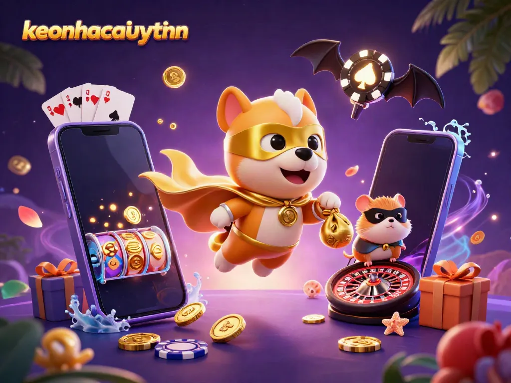 Engage with keonhacaiuytinn through this vibrant illustration featuring a superhero dog and treasure.