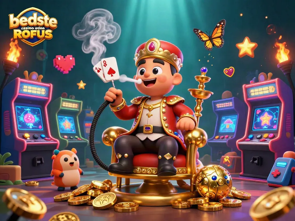 Engage with the vibrant world of bedste casino uden ROFUS, featuring a whimsical hookah-master and arcade elements.