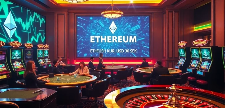 Experience the thrill of gambling as Ethereum kurs trends in a luxurious casino setting with poker and roulette.