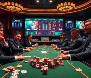 Experience the excitement of tỷ số trực tuyến 7m with vibrant casino visuals, showcasing live betting activities and scores.