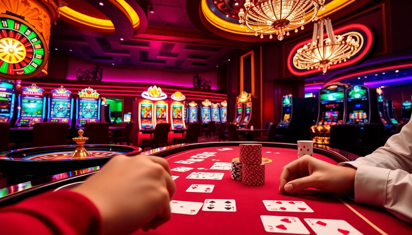 U888 online casino showcasing an exciting roulette table and vivid slot machines, emphasizing thrilling gameplay.