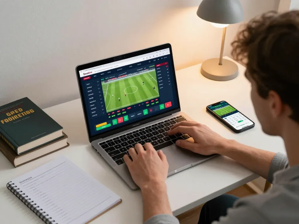 Socolive user placing strategic bets during live football streaming session at home
