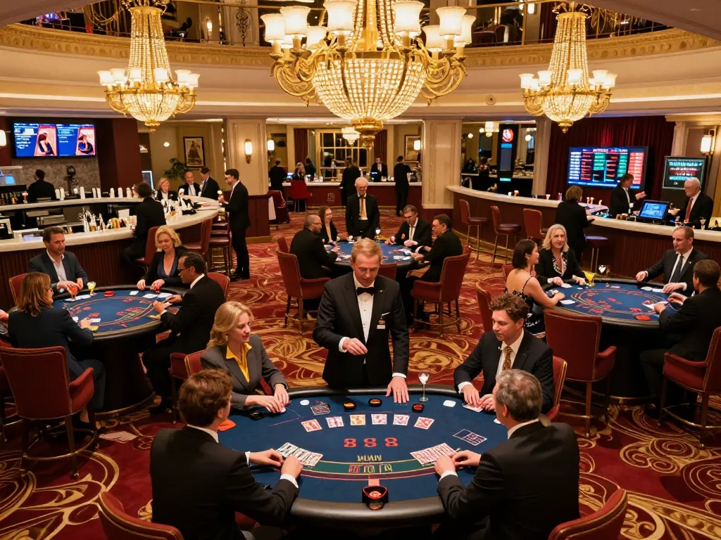 Players enjoying a thrilling game of blackjack at yo88 casino, showcasing excitement and elegance.