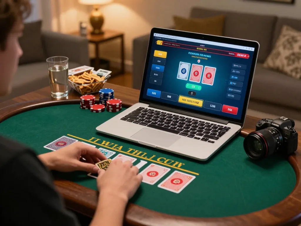 g28 player participating in live dealer blackjack on laptop, highlighting online gambling excitement