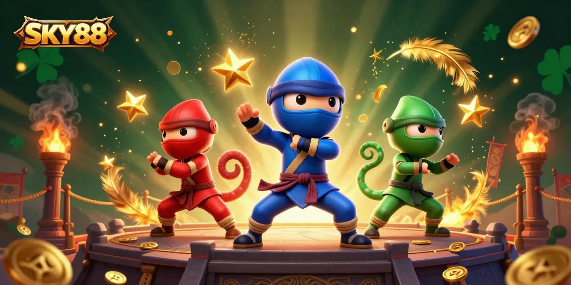 SKY88 offers thrilling gaming with vibrant characters and gold coins in a unique 3D casino scene.