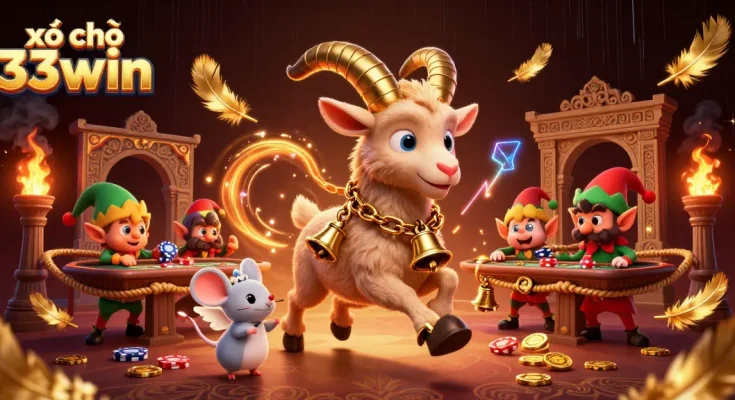 Experience the excitement of xổ số 33win as playful characters engage in thrilling lottery action.