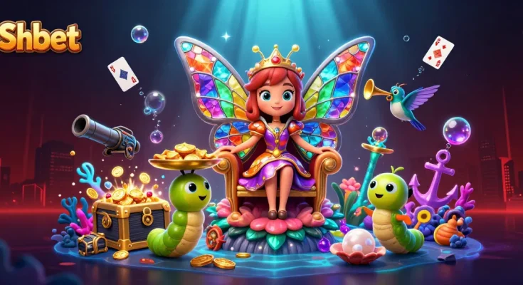 Win big at Sh bet with the enchanting butterfly queen surrounded by casino treasures!
