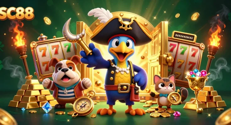 Experience big wins with SC88 in this vibrant 3D casino adventure scene.