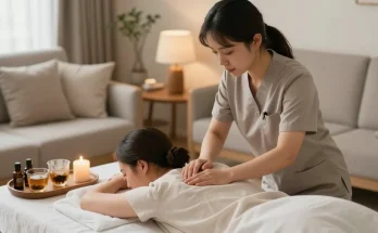 안양출장안마 therapeutic home massage with a professional therapist in a cozy and relaxing atmosphere.
